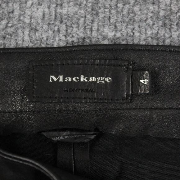 Mackage Pants Womens 4 S Genuine Lamb Leather Skinny Black Moto Biker Riding - Picture 4 of 13
